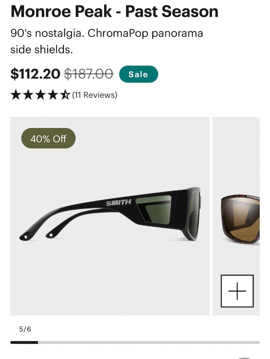 Smith Optics Sunglasses- Monroe Peak ChromaPop – Black/Gray Green main image 7